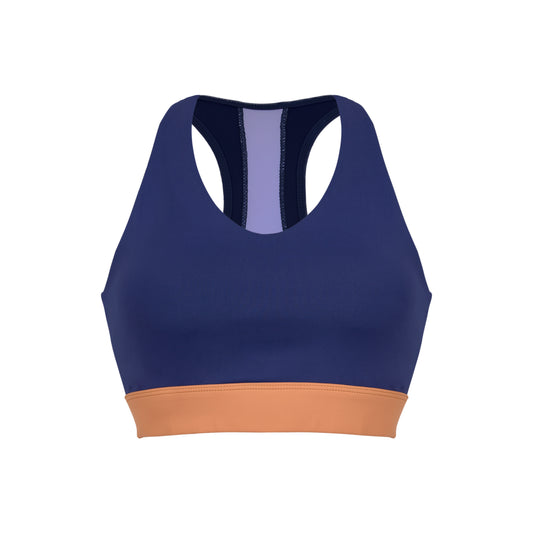 NAVY & ORANGE SCOOP BRA