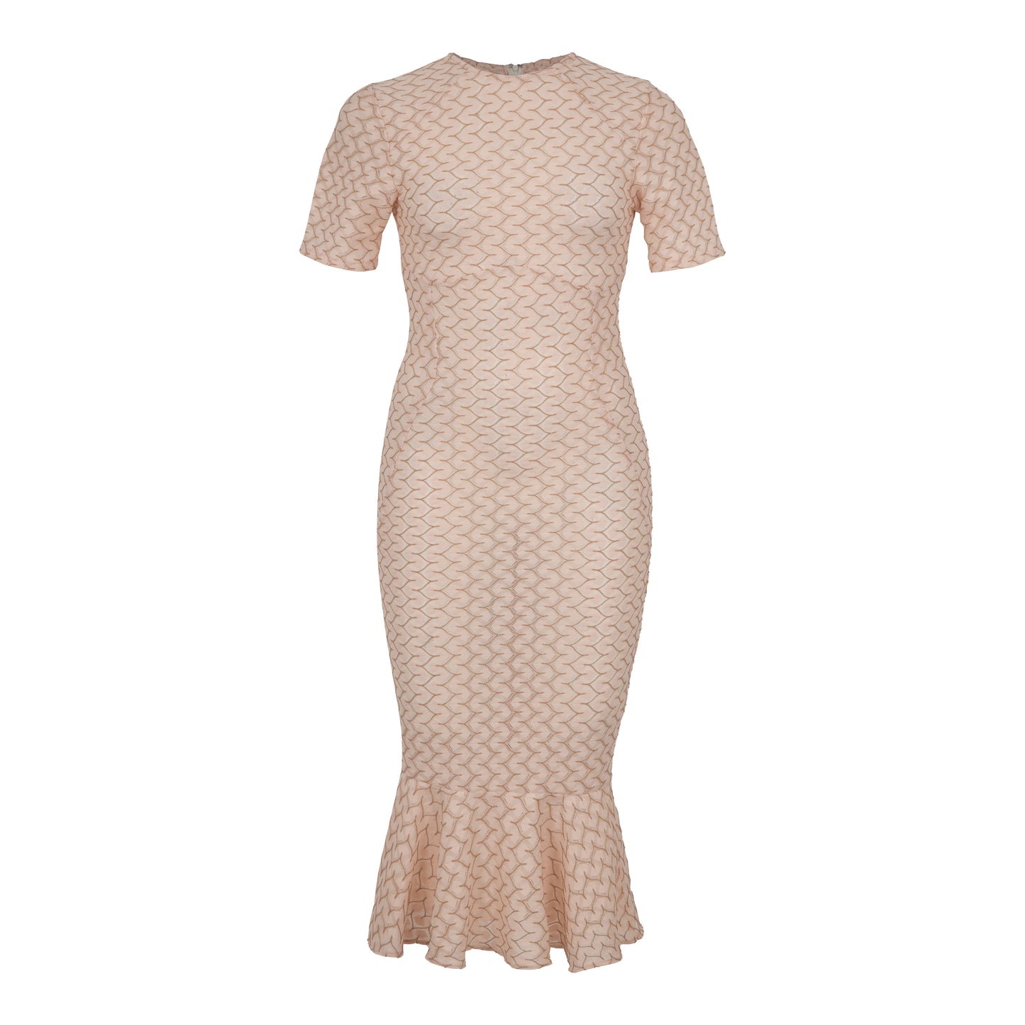 LONG BEIGE DRESS WITH GOLD SPARKLES AND HANDMADE LACE