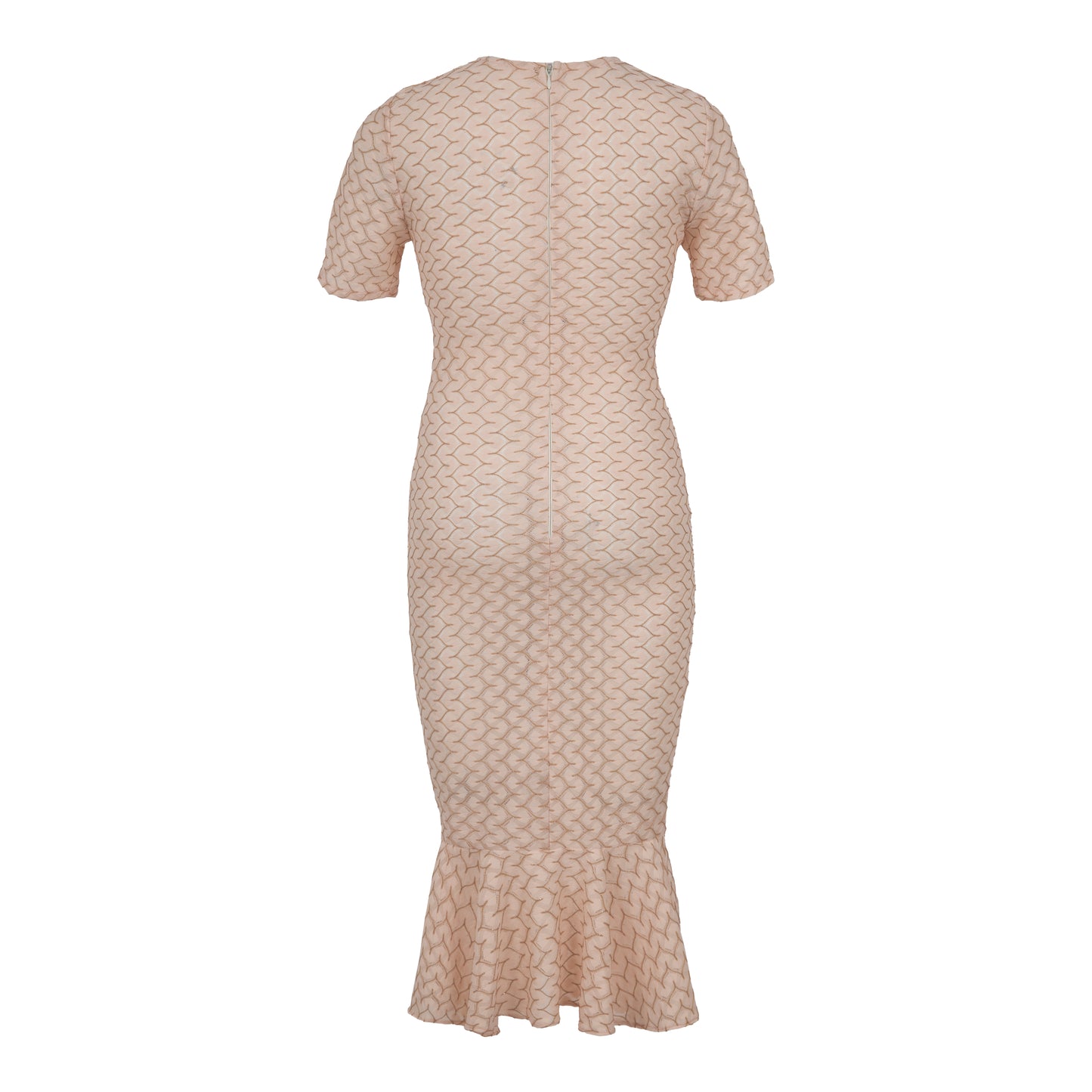 LONG BEIGE DRESS WITH GOLD SPARKLES AND HANDMADE LACE