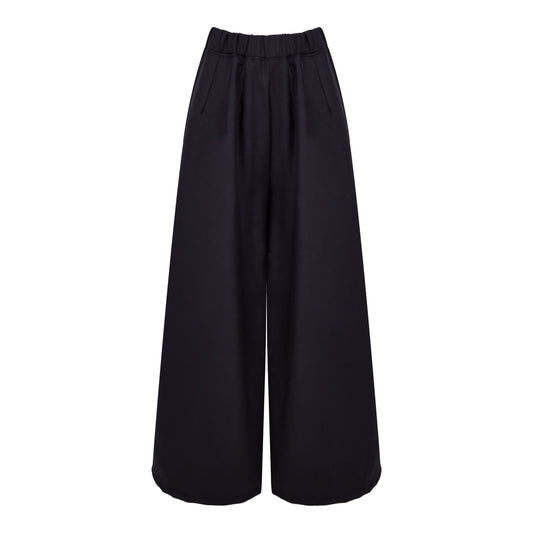 WIDE LEG COTTON BLACK PANT