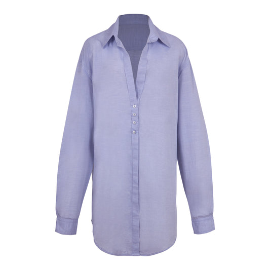 LIGHT BLUE LONG BLOUSE WITH A RELAXED FIT