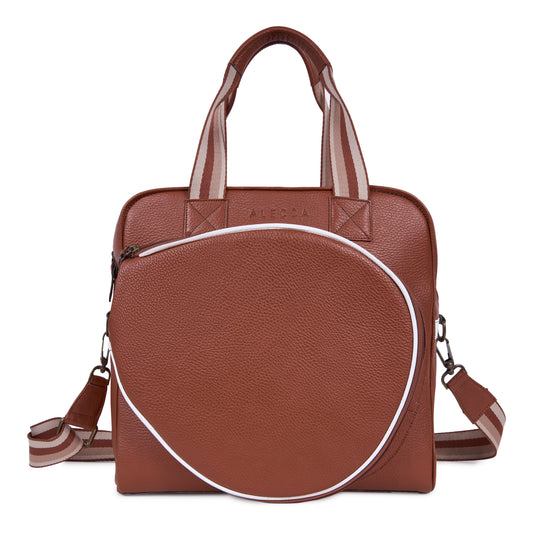 TENNIS TOTE BROWN BAG WITH ADJUSTABLE SHOULDER STRAP