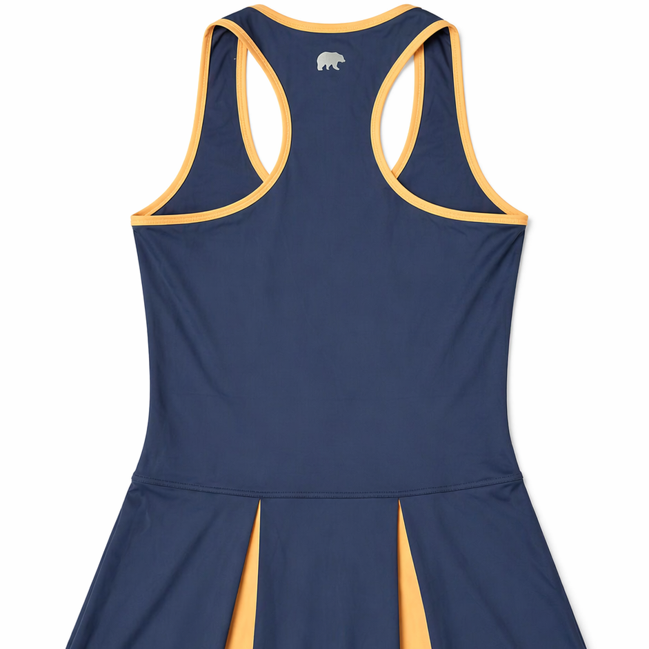COURT PLEATED BLUE & ORANGE DRESS